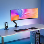 WALI Ultrawide Monitor Arm for 17 to 49 Inch Heavy Duty Curved Screens, Holds 44 Lbs, Adjustable Gas Spring Single Monitor Desk Mount for Samsung Odyssey G9, 75x75/100x100 VESA (GSM001XL-P), Black