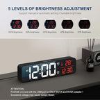 Hournor Digital Clock for Bedroom, Digital Wall Clock for Living Room Decor, Desk Table Clocks, Digital Clock Large Display, Bedroom Smart Alarm Clock for Office Red