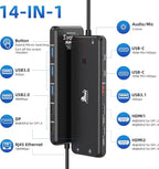 LIONWEI USB C Docking Station Dual Monitor 13 in 1 USB C Hub, Triple Display, 8 USB C/A Ports, Ethernet, Audio, Laptop Dock for MacBook,Dell,HP,Lenovo,Surface