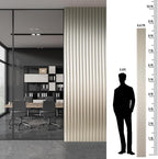 Art3dwallpanels Slat Wall Paneling, 104'' x 6.3'' Glossy Metal Finish WPC Soundproof 3D Wall Panels for Interior Wall Decor, 8 Pack Wavy Grain Panel Wall Slats, Champagne Silver