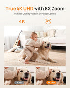 Anona 4K UHD Indoor Camera with 256GB SD Card, Pet/Dog/Baby Security Camera with Phone App, 360° Pan-Tilt, 2.4G/5G Wi-Fi 6, Auto-Tracking, Person/Pet/Baby Crying Detection, Privacy Mode, Two-Way Audio
