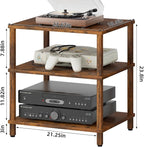 LELELINKY 3-Tier AV Media Player Stand Set of 2, Brown Stereo Cabinet, Wooden TV Stand,Game Console Shelf, Multifunctional Entertainment Center, Suitable for Home, Conference Room, Game Studio