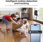 Smart Security Camera, 1080p Home Security Camera, Pan & Tilt 2.4Ghz Indoor IP Camera, with Person, Vehicle, Animal Detection, Phone App 2-Way Audio, Compatible with Alexa and Google Assistant
