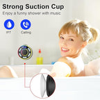 Shower Bluetooth Speaker IPX7 Waterproof, Portable Bluetooth Speakers with Suction Cup and Time Display, Crystal Sound&Bass LED Light 1100mAh, Wireless Shower Speaker for Outdoor/Kayak/ Light Cyan