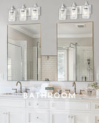 METWET 3-Light Bathroom Light Fixtures, Brushed Nickel Vanity Light with Cylinder Clear Glass Shade, Modern Vanity Lighting Fixtures Over Mirror, VL143-BN-3