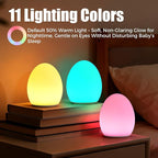Harmobub Baby Night Light, Silicone Egg Light for Kids, Portable Touch Night Lamp with 11 Colors Changing, Nursery Night Light for Breastfeeding, BPA Free, Eye Caring, Soft
