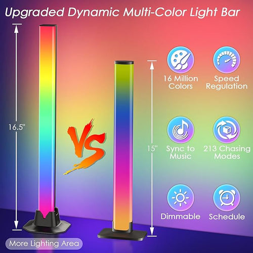 16.5" Smart Light Bar, LED Light Bar for Room, 16 Million Colors Changing, 213 Preset & 8 Scene Modes, Dynamic Music Sync, 3 Control Modes, RGB & IC Ambient Backlight for TV, Gaming Room