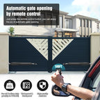 JUJIANG Automatic Gate Opener with Remote Complete Kit for Swing Gate Up to 770lb 16FT per Arm, Electric Gate Opener Medium Duty Dual Swing Gate Opener Automatic Gate Motor 60W AC Powered PKM-C026