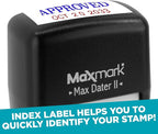 MaxMark Self-Inking Rubber Date Office Stamp with Entered Phrase & Date - Blue Ink (Max Dater II), 12-Year Band