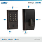 Schlage Encode Smart WiFi Deadbolt Lock for Front Door - Keyless Entry with App or Touchscreen - Works with Alexa, Hey Google, & Airbnb - Create Codes for Guests - Aged Bronze