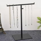 MCKECHSION Display Stand Stainless Steel Jewelry Towers Bag Stand Tabletop Double Hook Hanging Jewelry Stands for Necklaces Organizer Stand Adjustable Height Home Store Boutique, Black