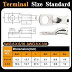 20PCS 6 AWG 5/16 3/8 inch Battery Cable Lugs,6 gauge Tinned Copper Crimp Connector Ring Terminal Wire Ends with 20pcs 3:1 Adhesive Heat Shrink Tubing in Dual-neck bottle