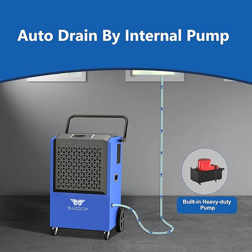 240 Pints Commercial Dehumidifier with Pump for Basements, Industrial Heavy Duty Commercial-grade Portable Dehumidifiers for Large Spaces Warehouse Grow Room, Water Damage Restoration