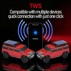 WSTER Solar Off-Road Car Bluetooth Speaker – HD Stereo Sound with TWS Pairing, TF/USB Playback, Portable Bluetooth Car Speaker for Home Audio, Outdoor Use & Retro Gifts for Men (Red)