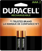 Duracell Rechargeable AAA Batteries, 2 Count (Pack of 1), Triple A Battery for Long-lasting Power, All-Purpose Pre-Charged Battery for Household and Business Devices