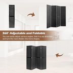 ECOMEX 4 Panel Room Divider, 5.6Ft Pegboard Display Wooden Room Divider Folding Privacy Screen Room Divider Freestanding Peg Board Display for Trade Show Craft Show Home Wall Organizer, Classic Black