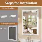 SMIROR Matte White Bathroom Mirror for Over Sink, 36”x 30” Metal Thick Framed Rectangle Vanity Mirror for Wall, Right Angle Corner, Anti-Rust, Horizontally or Vertically Mounted