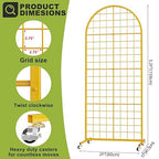 VGMiu Grid Wall Panel 1PCS Display Stand 2' x 5.2' FT Gold Grid Wall Panels Movable Retail Display Racks Floorstanding Gridwall Heavy Duty with Wheel for Art Craft Photo Displays Fair Trade Show