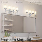 AONEON 4-Light Vanity Lighting Fixtures with White Frosted Glass Shade, Brushed Nickel Bathroom Wall Lamps Over Mirror for Bath Restroom Kitchen T001BR-L4