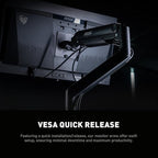 MSI MAG MT201D - Premium Heavy Duty Dual Monitor Stand Arms, 17-45" Support, VESA Compatible, Adjustable Spring Mount, 44 lbs per Screen, Clamp & Grommet, Quick Release Plate - Black