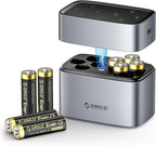 ORICO Rechargeable AA Lithium Batteries with Charger(8 Pack, 1.5V), Recharge up to 1500+ Cycles, 2.5H Fast Charger, Li-Ion Batteries Suitable for Remote Control, Electronic Toys -LEV8