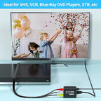 GINGIN RCA to HDMI,AV to HDMI Converter,Composite to HDMI Converter Compatible with WII,PS One,PS2,PS3,STB,Xbox,VHS,VCR,Blue-Ray DVD,with 3.3ft HDMI Cable