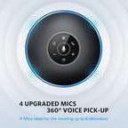 EMEET Bluetooth Speakerphone M2 Black Conference Speaker for 5-8 People Business Conference 360º Voice Pickup 4 AI Microphone Self-Adaptive Conference Call Speaker Skype USB Speakerphone