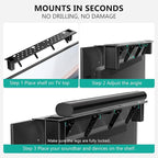 WALI Soundbar Mount – No Drilling TV Top Shelf with 2 Storage Boxes, Universal Sound Bar Holder for Samsung, Sony, LG, Bose, 34.65"x4.3" (TSH004-2B), Black