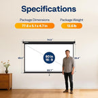 VIVOHOME 80 Inch 16:9 Pull Down Projector Screen, HD 4K Retractable Movie Screen for Indoor Home Theater and Office, Manual Projection Screen with Auto Locking (70Wx40H Inch Display Area)