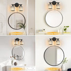 FDPBY Modern 2 Light Crystal Vanity Light, Black Vertical Bathroom Light Fixture Over Mirror for Dressing Table Sink, Compatible with Dimmable Bulbs (Bulbs Not Included)
