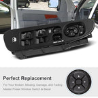 BASIKER Master Power Window Switch and Bezel, Driver Side Window Switch Bezel Replacement for 2002 to 2010 Dodge Ram 1500 2500 3500, Black
