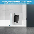 Shower Glass Panel, 36" W x 76" H Fixed Shower Screen Panel with 3/8"(10mm) SGCC Clear Tempered Glass, Frameless Walk in Shower Door for Bathroom (Matte Black, 36" W x 76" H)