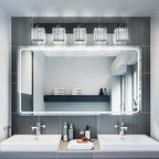 FDPBY Modern Bathroom Vanity Light 5-Lights Plating Black Crystal Bathroom Wall Light Vanity Light Fixtures