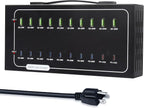 580W USB Charging Station, 20 Port Fast Charging Station for Multiple Devices, Dual PD 45W USB C Charger Block, Smart Power Delivery & Multi Protection for Laptop MacBook iPhone, iPad, Tablet