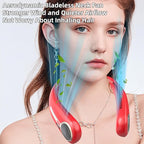 Portable Neck Fan,Hands Free Personal Wearable Bladeless Fan,6000mAh USB Rechargeable,360° Cooling,LED Display,4-Speeds,Birthday Gifts for Men Women Dad Mom,Valentines Day Gifts for Her Him (Red)