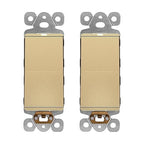 LIDER Minimalist Design Matte Finish Lighted Decorator Switch, Frameless Paddle Light Switch with Locator Light, Grounding Screw, 15A 125V, UL Listed, LS15-1P-GD2P, Gold, 2 Pack