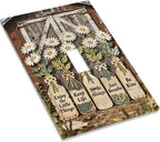 Bvtewkhz Rustic Daisy Barn Door Flowers 1 Gang Single Toggle Decorative Light Switch Covers Electrical Faceplate Switch Plates for Bathroom Kitchen Home
