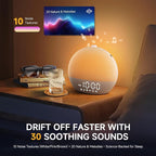 Geuuap Sunrise Alarm Clock White Noise Sound Machine for Bedroom | Natural Wake-Up Light with 30 Soothing Sleep Aids, Bluetooth Speaker, Dimmable Clock, Screen-Free Design for Baby Adults Kids-White