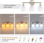 Shenmoyl Bathroom Light Fixtures, 3-Light Vanity Wall Light Over Mirror with White Tulip Glass Shade for Bedroom Living Room (Bulb Not Included), Satin Nickel