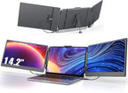 14'' Screen Extender Portable Laptop Plug-play, 1080P IPS Laptop Monitor Extender Built-in Speaker, HDMI/USB-A/Type-C Triple Monitor for 13''-17.3'' Laptops, Work with Mac, Windows, Chrome, Switch