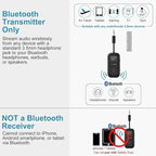 SafeFly Dual Bluetooth Transmitter, 3.5mm AUX Wireless Audio Adapter W/Screen for Airplanes to Wireless Headphones, APTX Low Latency, Dual Pairing, 30H Battery, Audio Adapter for TV/Gym/Gaming -Black