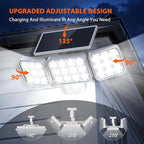 WdtPro Solar Lights Outdoor Motion Sensor 4Pack, 3500LM Bright Solar Flood Lights Outdoor, Adjustable & Upgrade Glass Panel, Wireless LED Solar Powered Security Spot Lights Waterproof for Yard-White