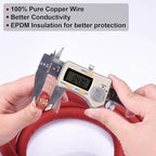 Shirbly 2/0 Gauge Battery Cable, 15FT Red + 15FT Black 2/0 AWG Pure Copper Wire Welding Cable, for Automotive, Battery, Solar and Generator, Standard USA OFC Wire