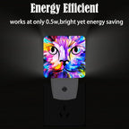 FSHVQKD Colorful Cat Face Night Light,Plug Into Wall Decor for Stairway,Hallway,Kitchen,Dusk to Dawn Sensor Nightlights for Boys/Girls/Women/Men Room Gifts