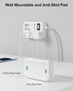 6 USB(2 USB C) Surge Protector Power Strip- 15 Ft Extension Cord with 6 USB Charging Station and 4 Outlets, Flat Plug Long Braided Extension Cord with Multiple Outlets Wall Mount for Home Office Dorm