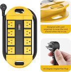 CCCEI Outdoor Power Strip Weatherproof with 8 Plug, Waterproof Extension Cord with Multiple Outlets, Christmas Exterior Garden Yard Surge Protector 10FT.