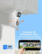 Hiseeu WiFi Security Camera Dual Lens 5G/2.4G WiFi PTZ Camera Outdoor,Power Cord,IP65 Waterproof Motion Tracking,Color Night Version, No-Monthly Fees
