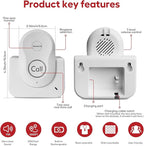 Hosmart Intercoms Wireless for Home, 2024 New Rechargeable Full Duplex Caregiver Pager for Elderly Senior, Two-Way Real-time Talk, Portable Personal Alert, Call/Monitor Button for Home Safety