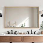 Oak Wood Effect Framed Wall Mirror, 30x48 Rectangle Mirror, Anti-desilvering Tempered Glass, Sustainable&Sturdy Frame, Anti-Rust, HD Reflection &3min Fast Setup for Bathroom Living Room