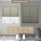 Boolegon No Drill Motorized Cellular Blinds with Remote Motorized Blackout Honeycomb Blinds for Indoor Windows Easy to Install Automatic Cellular Shades for Home,Light Filtering Beige,Custom Size